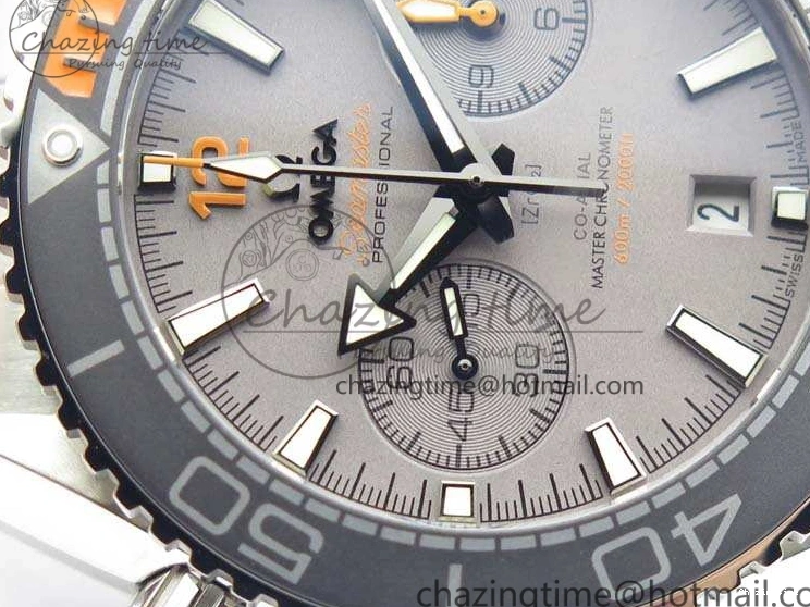 0218 Planet Ocean Master Chrono SS OM 1:1 Best Edition Gray Dial On SS Bracelet A9900 V Efficient 8116
